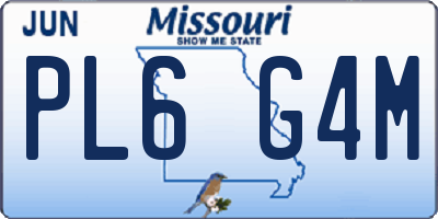 MO license plate PL6G4M
