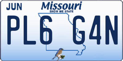 MO license plate PL6G4N