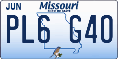 MO license plate PL6G4O
