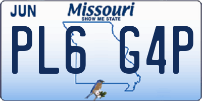 MO license plate PL6G4P