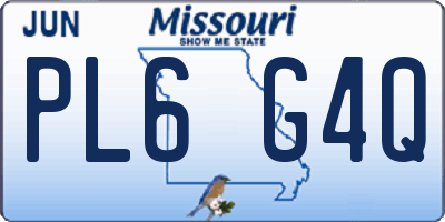 MO license plate PL6G4Q