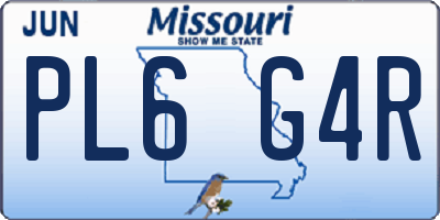 MO license plate PL6G4R