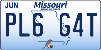MO license plate PL6G4T