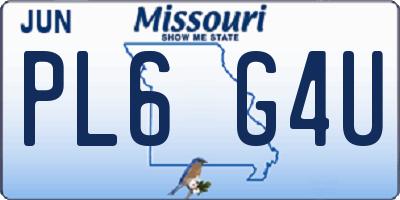 MO license plate PL6G4U