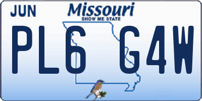 MO license plate PL6G4W