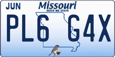 MO license plate PL6G4X