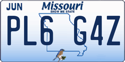 MO license plate PL6G4Z