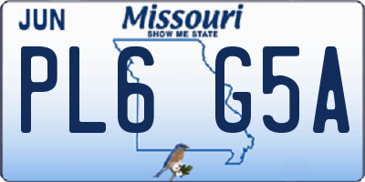 MO license plate PL6G5A