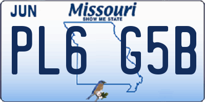 MO license plate PL6G5B