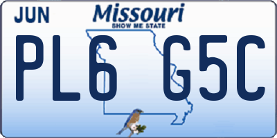 MO license plate PL6G5C