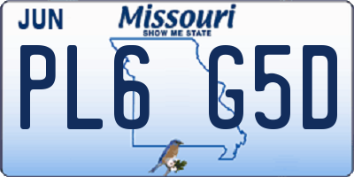 MO license plate PL6G5D