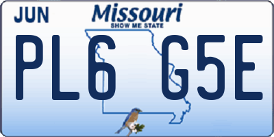 MO license plate PL6G5E