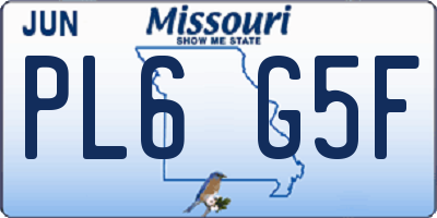 MO license plate PL6G5F