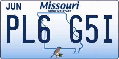 MO license plate PL6G5I