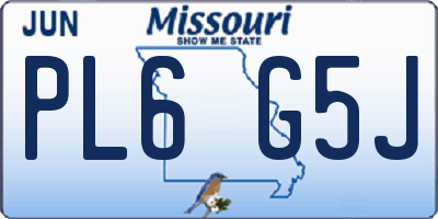 MO license plate PL6G5J