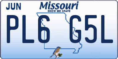 MO license plate PL6G5L