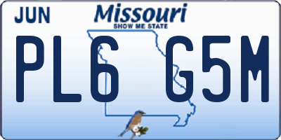 MO license plate PL6G5M