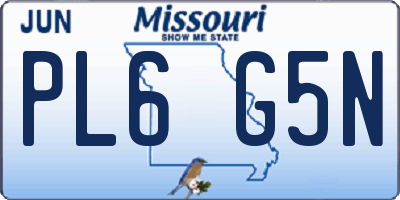 MO license plate PL6G5N