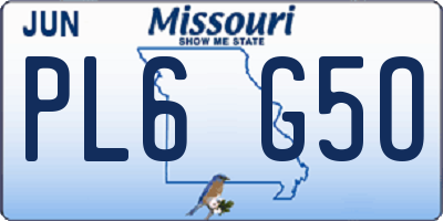 MO license plate PL6G5O