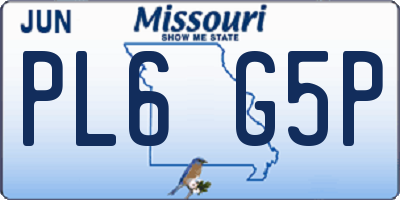 MO license plate PL6G5P