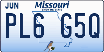 MO license plate PL6G5Q