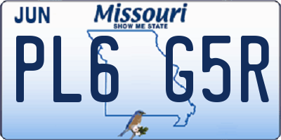 MO license plate PL6G5R