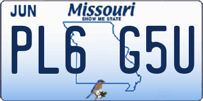 MO license plate PL6G5U