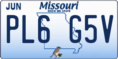 MO license plate PL6G5V