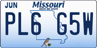 MO license plate PL6G5W