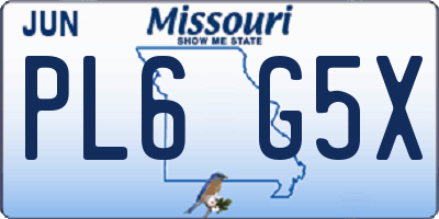 MO license plate PL6G5X