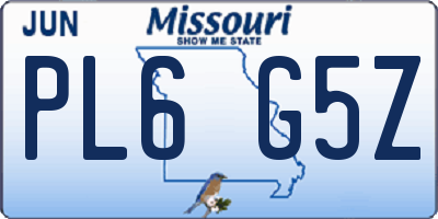 MO license plate PL6G5Z