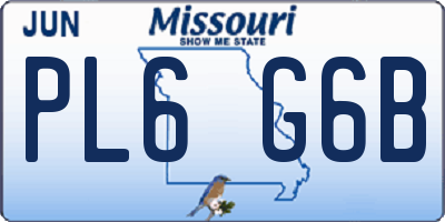 MO license plate PL6G6B
