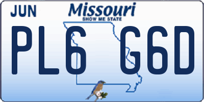 MO license plate PL6G6D