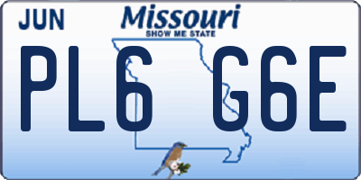 MO license plate PL6G6E