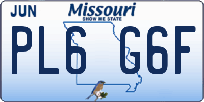 MO license plate PL6G6F