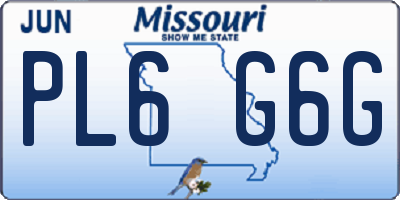 MO license plate PL6G6G