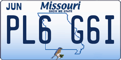 MO license plate PL6G6I