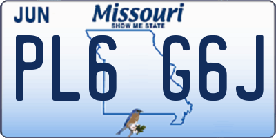 MO license plate PL6G6J