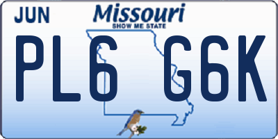 MO license plate PL6G6K