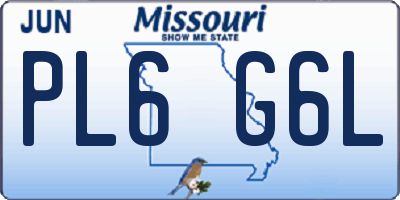 MO license plate PL6G6L