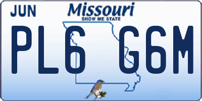 MO license plate PL6G6M