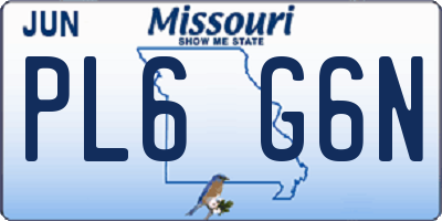 MO license plate PL6G6N