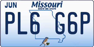 MO license plate PL6G6P