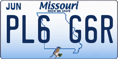 MO license plate PL6G6R
