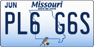 MO license plate PL6G6S