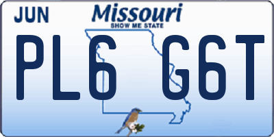 MO license plate PL6G6T
