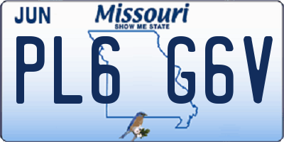 MO license plate PL6G6V