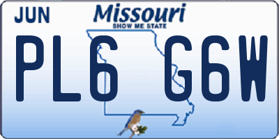 MO license plate PL6G6W