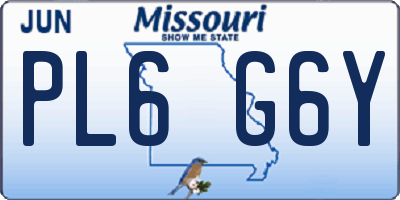MO license plate PL6G6Y