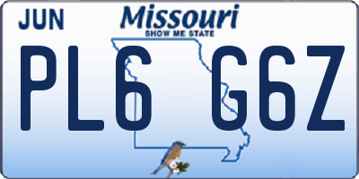 MO license plate PL6G6Z